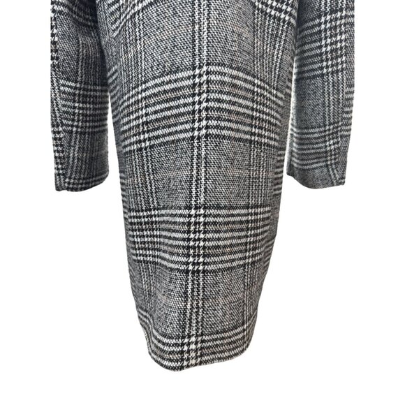 ZARA Medium Black & White Houndstooth Plaid Coat - Picture 9 of 13